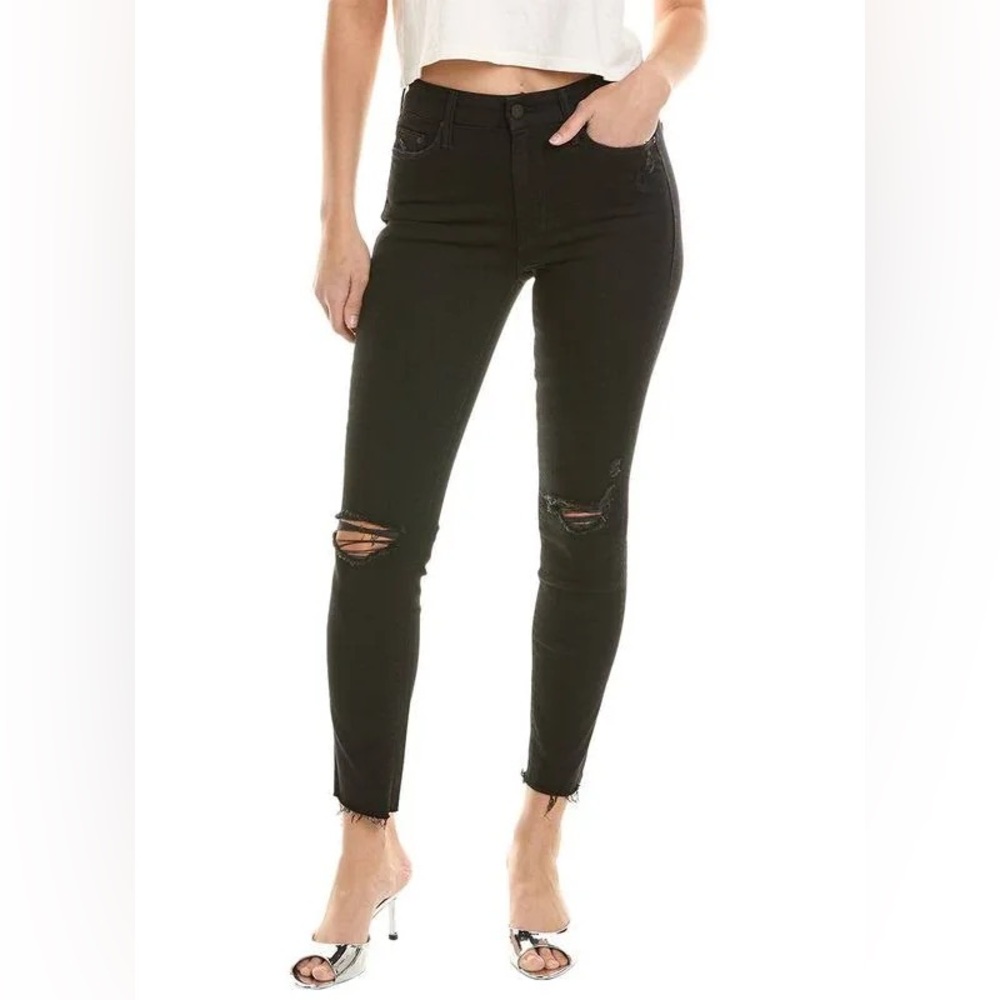 Mother Looker Ankle Fray Denim in Black